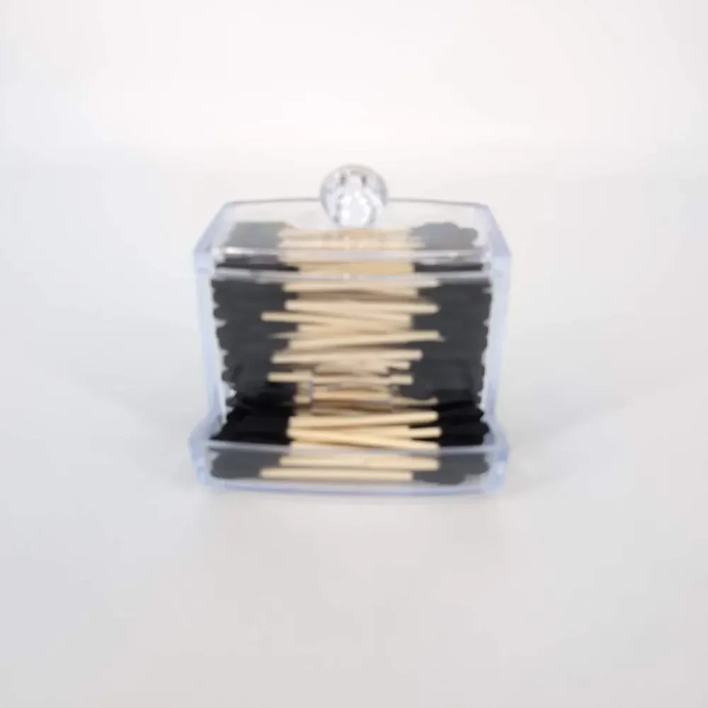 Clear Transparent See Through Acrylic Cotton Swab Dispenser Q Tip Storage Box
